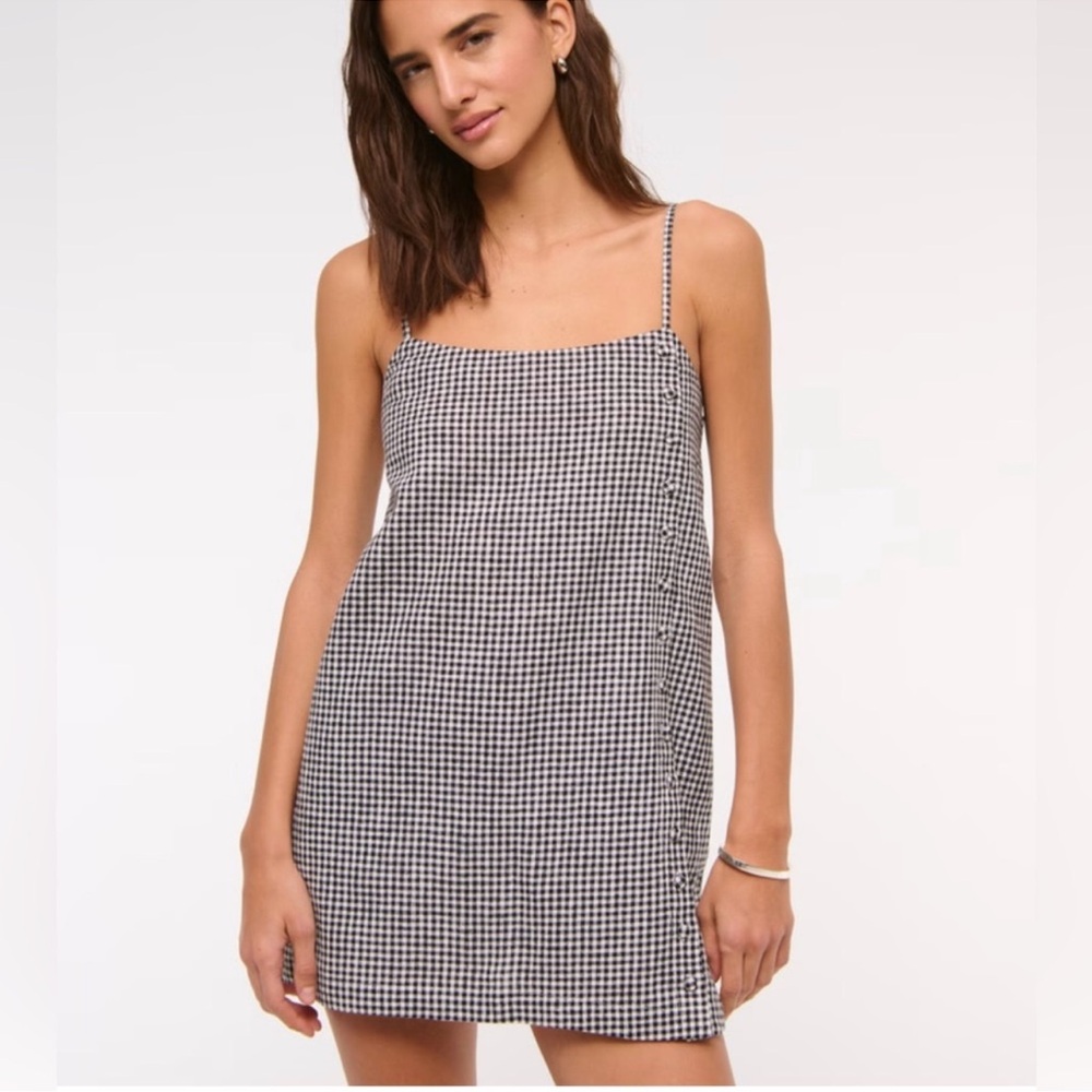Abercrombie and Fitch Linen Black and White Gingham Mini Dress